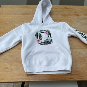 Kids Overtime White Hoodie with Floral Print